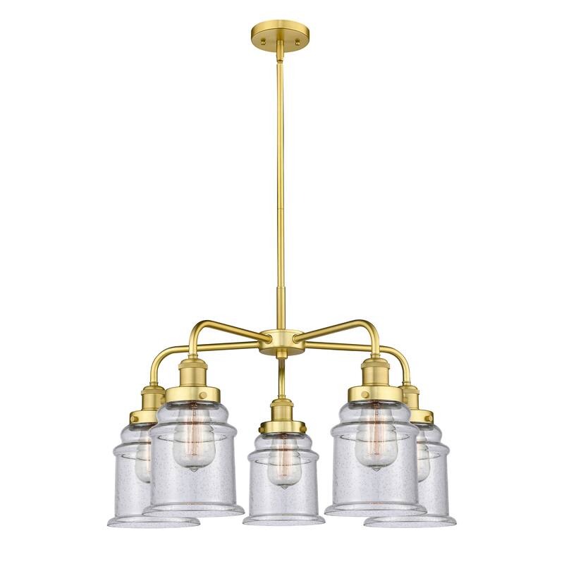 Innovations Lighting Canton - 5 Light 24" Stem Hung Chandelier - Satin Gold/Seedy
