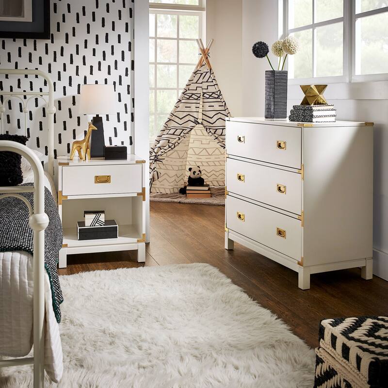 Kedric 1-Drawer Gold Accent Nightstand by iNSPIRE Q Junior