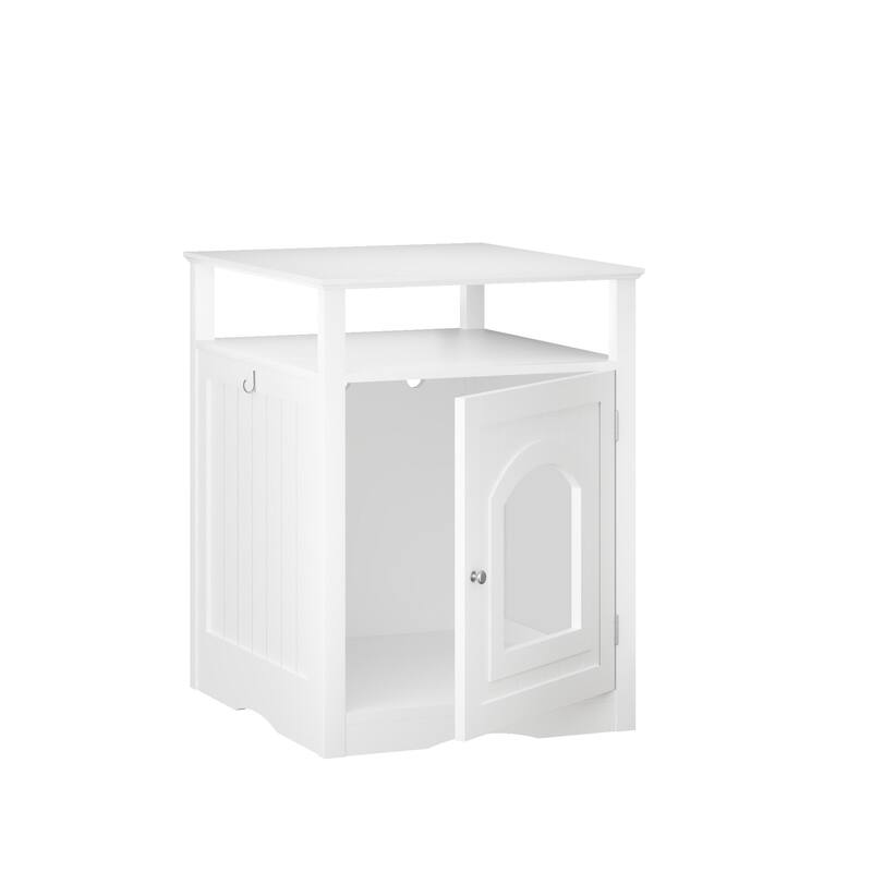 Cat Litter Box Enclosure Furniture, Wooden Cat House with Enclosed Cabinet, Hidden Litter Box Furniture with Storage Shelf