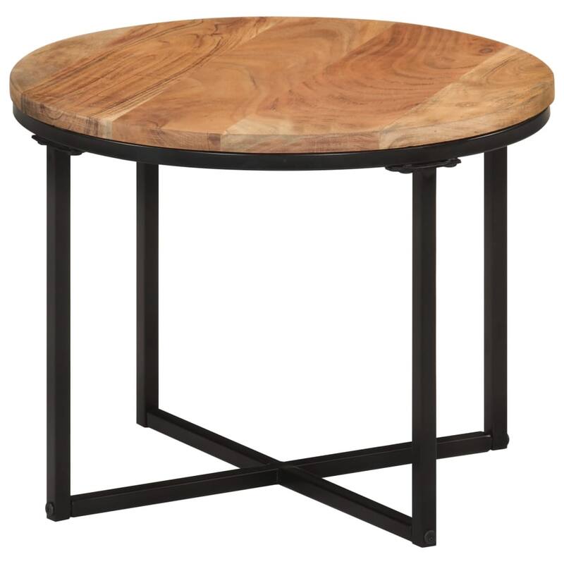 vidaXL Coffee Table 17.7"x17.7"x13.8" Solid Wood Acacia and Iron - 17.7" x 17.7" x 13.8"