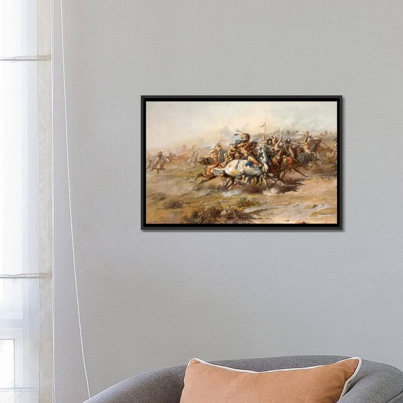 iCanvas "Custer Fight" by Charles Marion Russell Framed Canvas Print