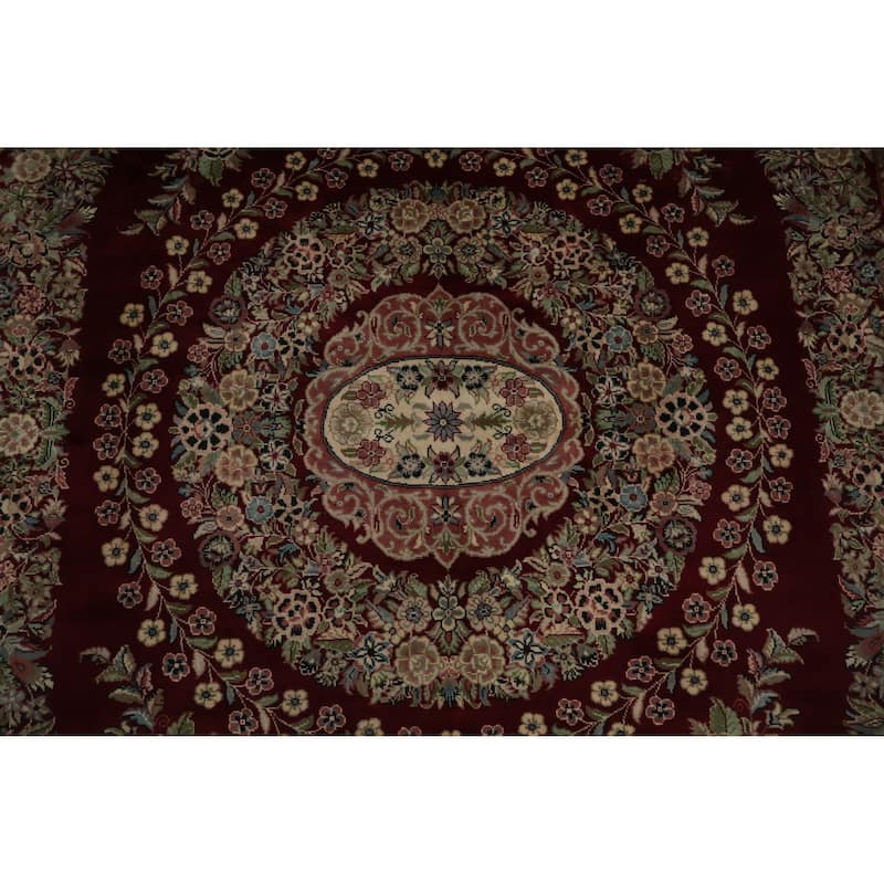 Hand Knotted Oriental 100% Wool Carpet Traditional Floral Red Aubusson Area Rug - 10' 3'' X 8' 0''