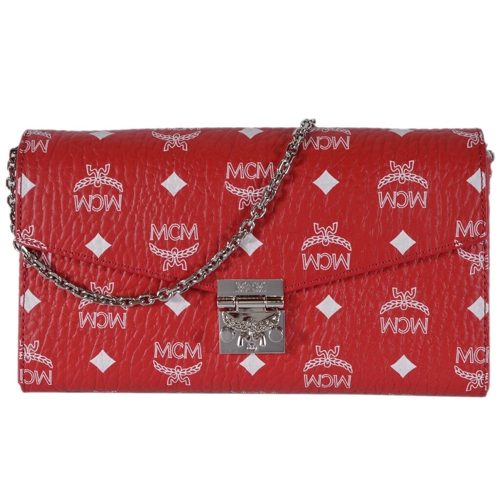red mcm bag