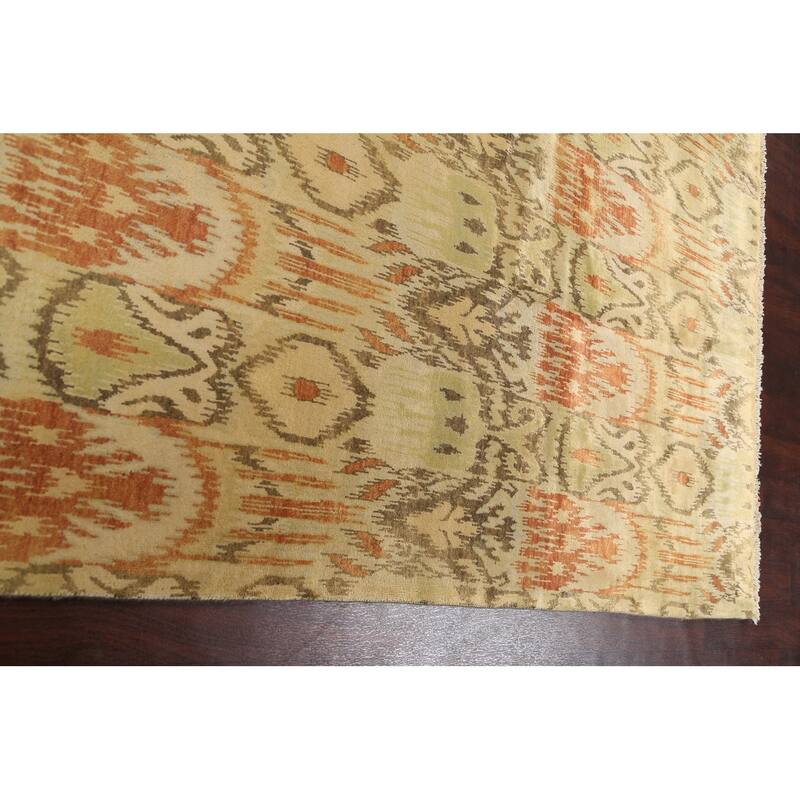 All-over Ikats Oriental Living Room Area Rug Wool Hand-knotted Carpet - 8'10" x 11'10"