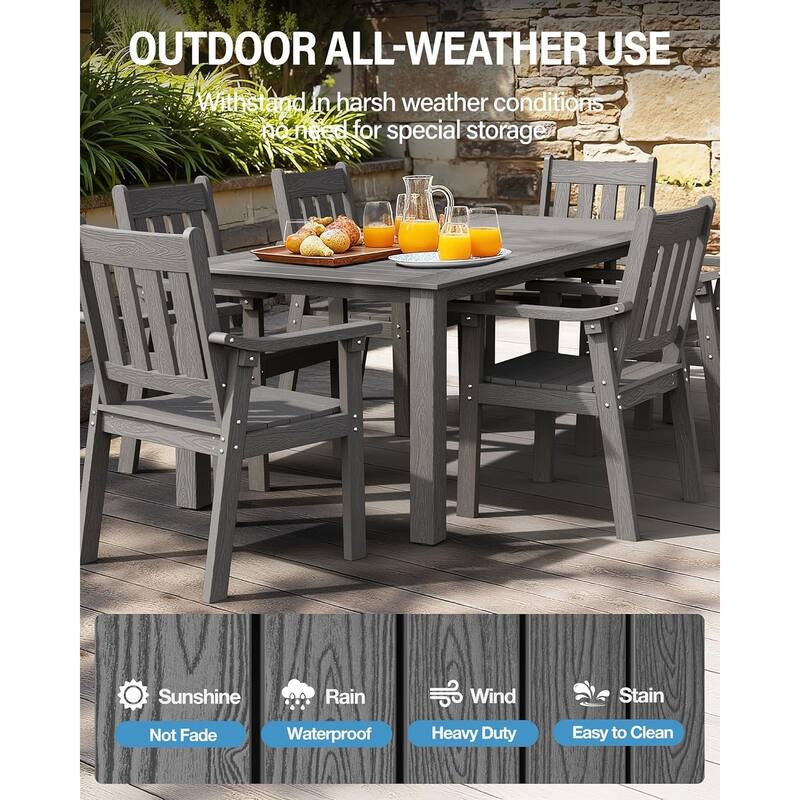 WINSOON HIPS All Weather Outdoor Patio Dining Sets with Umbrella Hole& Aluminum Frame