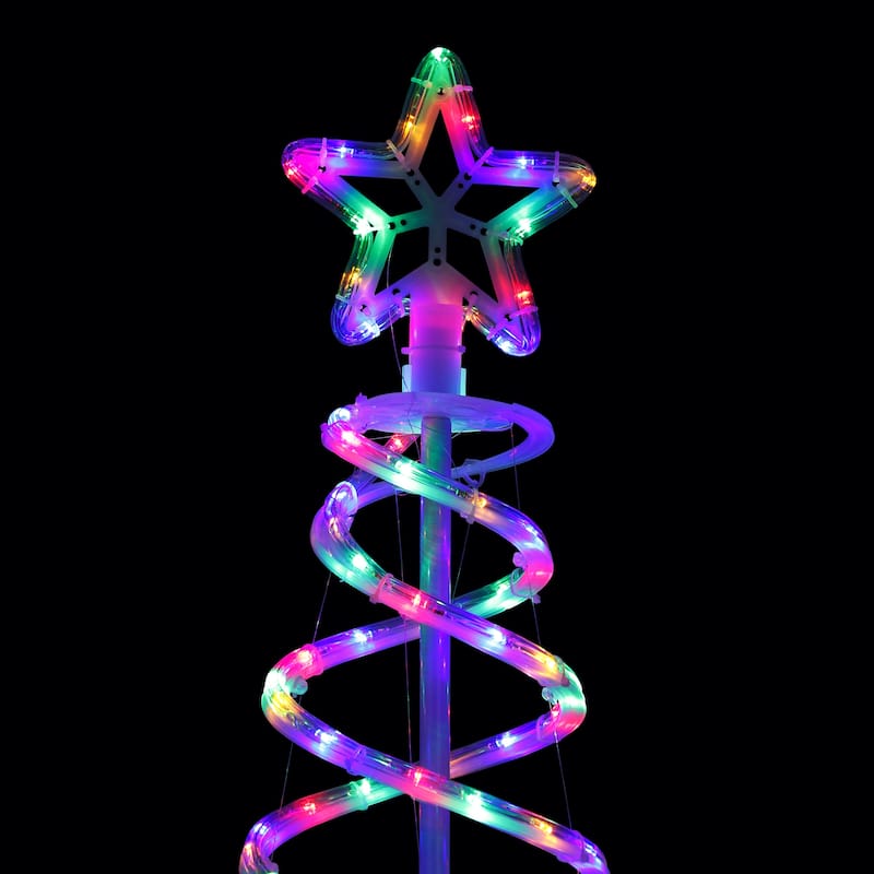 Alpine Corporation Indoor/Outdoor Artificial Spiral Christmas Tree with Multi-Color LED Lights - White