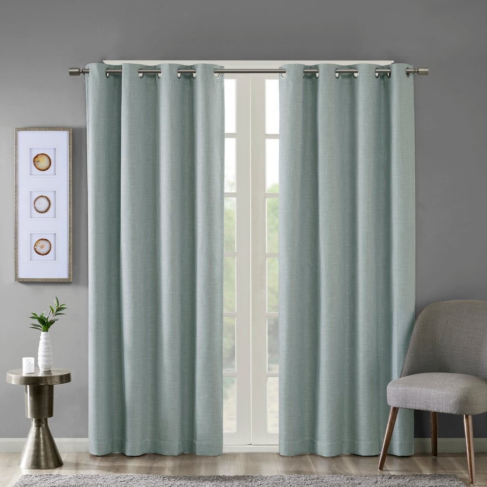 Maya Printed Heathered Blackout Single Window Curtain Panel by SunSmart