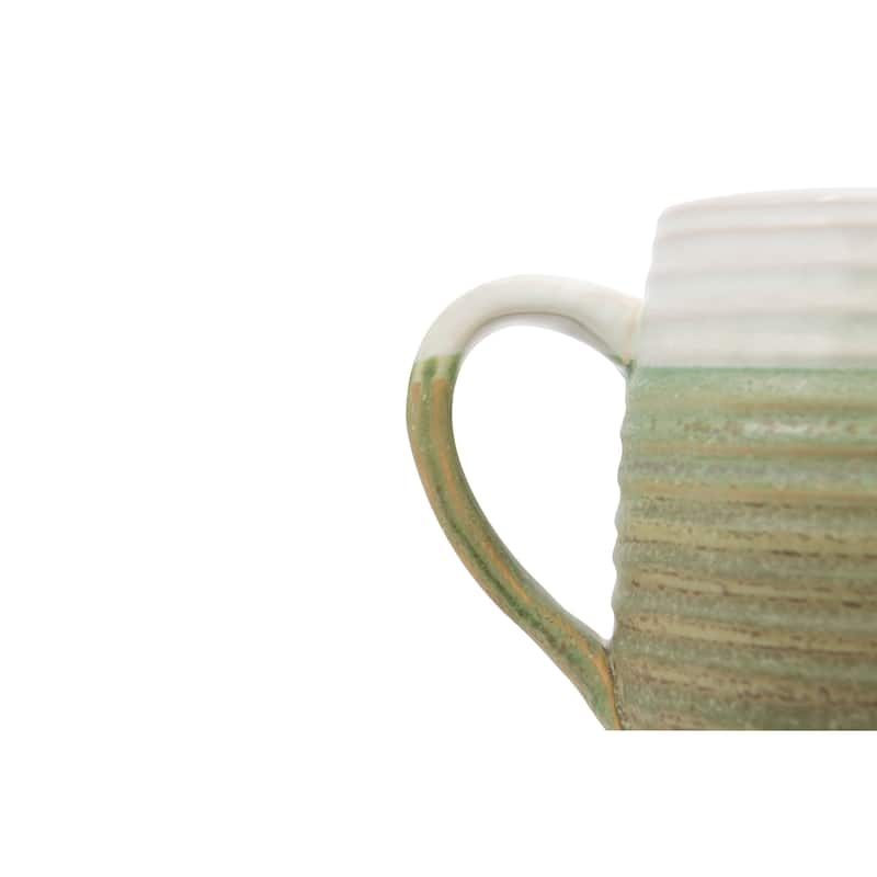 Large Multicolor Stoneware Mugs with Ribbed Sides (Set of 4 Colors)