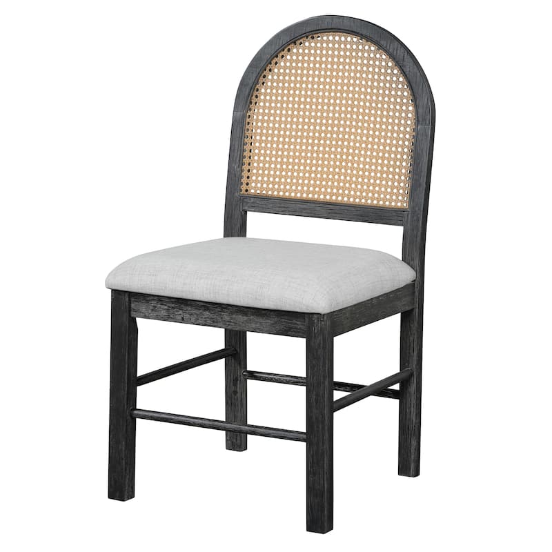 5 Piece Round Extendable Dining Table Set with 4 Upholstered Chairs