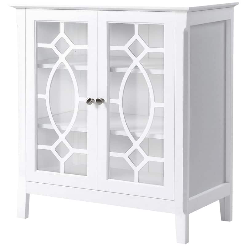 Sideboard Buffet Cabinet, Kitchen Storage Cabinet, Double Glass Door Accent Cabinet with Adjustable Shelves