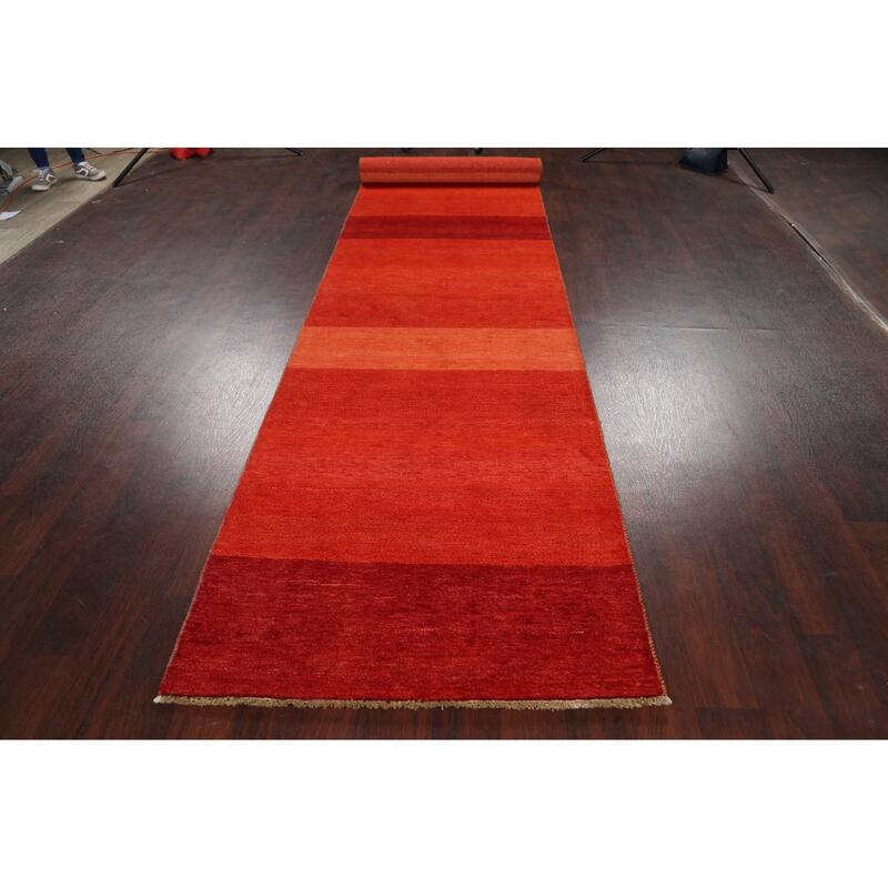 Contemporary Gabbeh Kashkoli Oriental Runner Rug Wool Hand-knotted - 3'2" x 15'6"