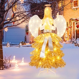 Costway 5.2 FT Lighted Angel Artificial Christmas Tree with Warm White