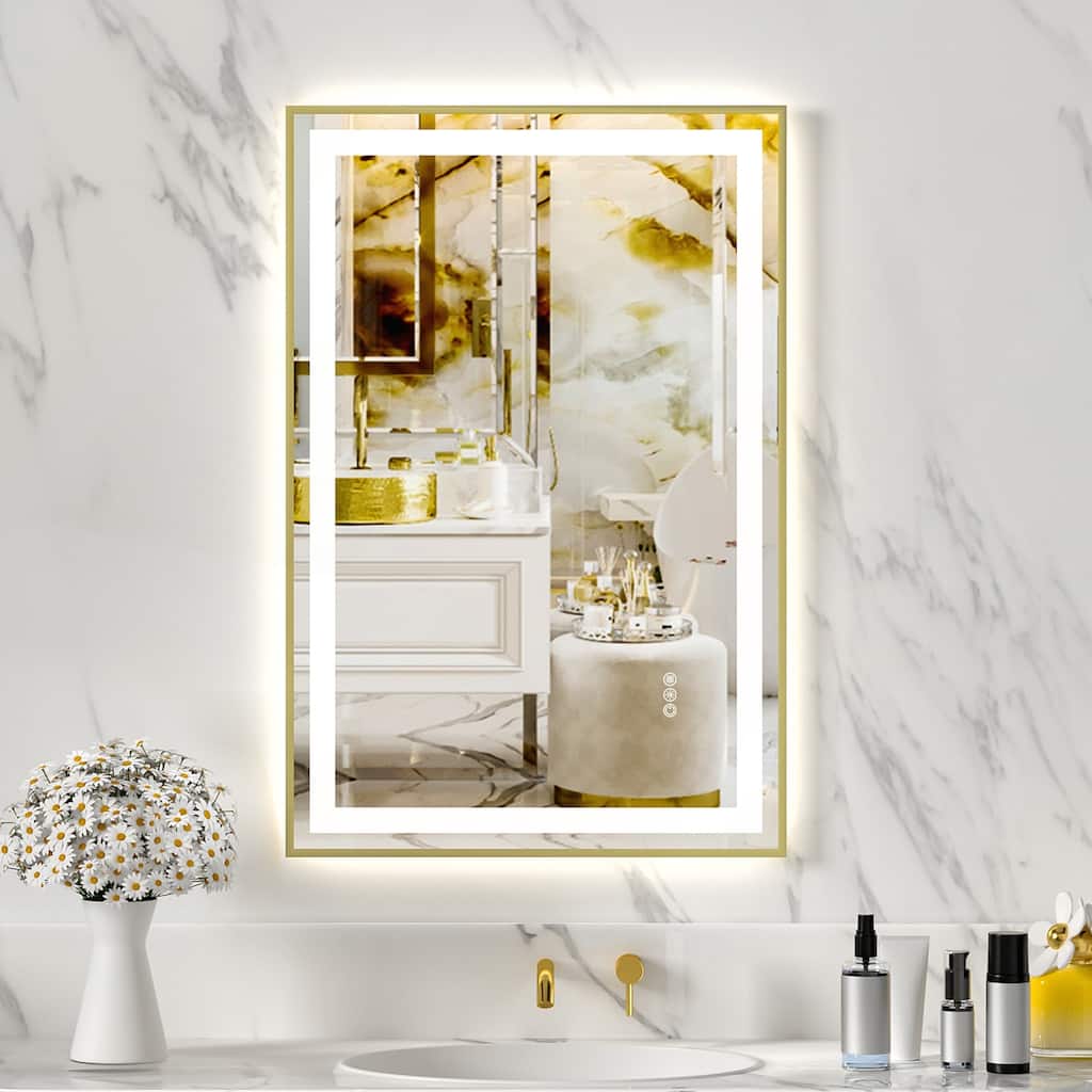 Gold Tempered Mirror Dual LED Light