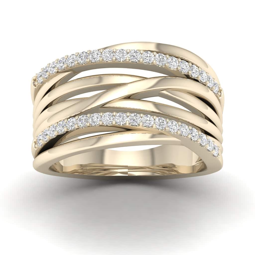 1/3ct TDW Diamond Crossover Ring in 10k Gold for Women