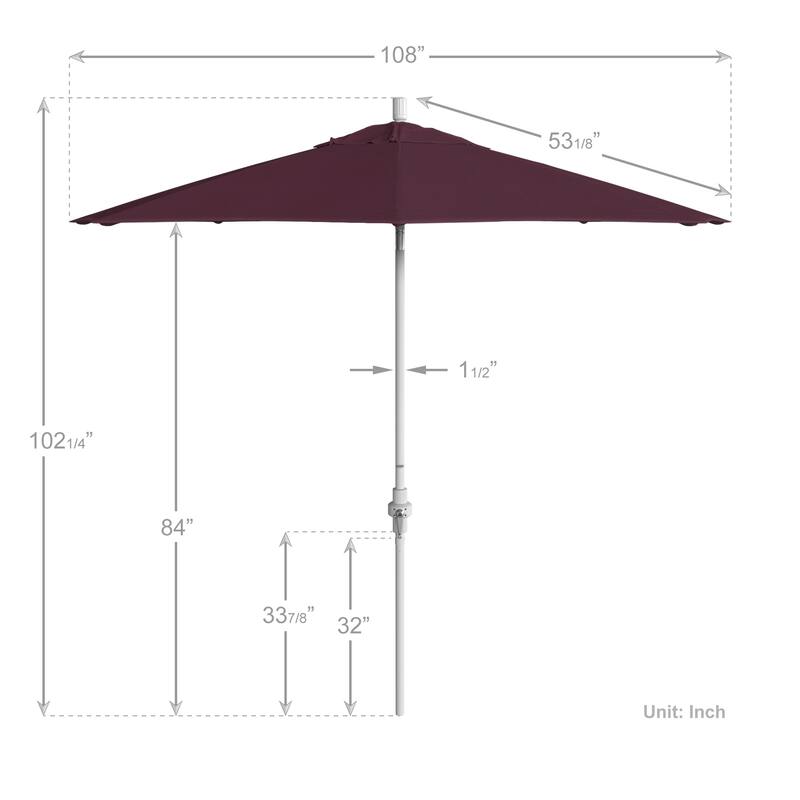 California Umbrella 9' Rd. Aluminum/Fiberglass Rib Patio Umb, Deluxe Crank Lift/Collar Tilt, White Finish, Pacifica Fabric