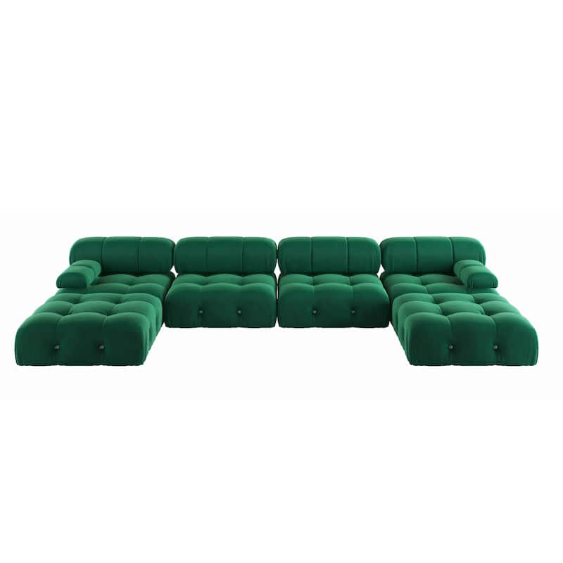 138" Convertible Modular Sectional Sofa, U-Shaped Minimalist Velvet Sofas Couches