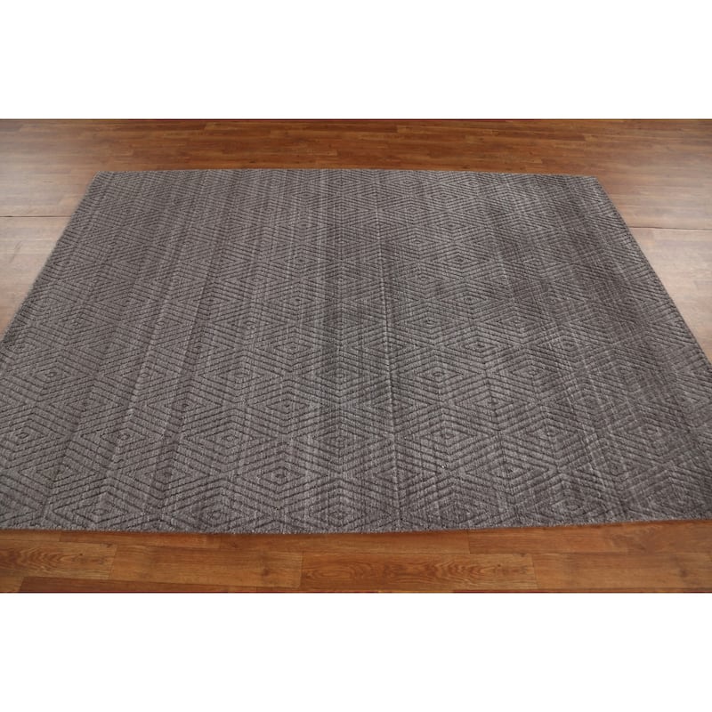 Brown Trellis Gabbeh Modern Area Rug Hand-knotted Wool Carpet - 5'5" x 7'7"