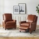 preview thumbnail 52 of 57, Cigar Mid-century Modern Genuine Leather Recliner with Solid Wood Legs and Nailhead Trim Set of 2 by HULALA HOME SADDLE