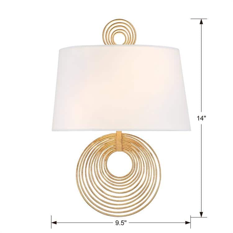 Doral 2 Light Renaissance Gold Wall Mount - 9.5'' W x 14'' H x 5.5'' D