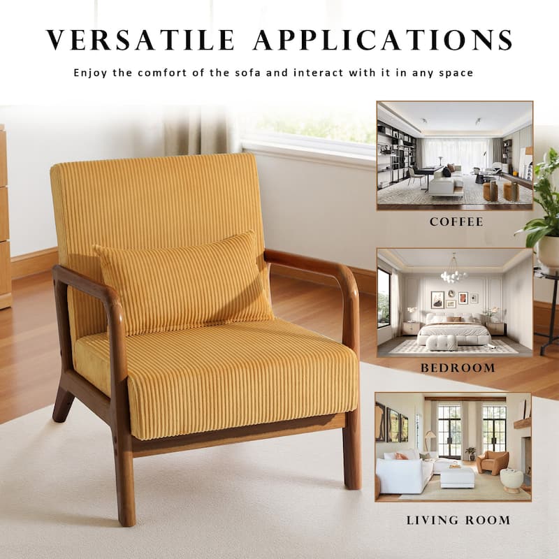 Mid-Century Upholstered Accent Chair with Wood Frame