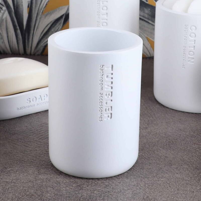 Modern Bathroom Tumbler, Minimalist Design Toothbrush Holder, Versatile Home Organizer - White