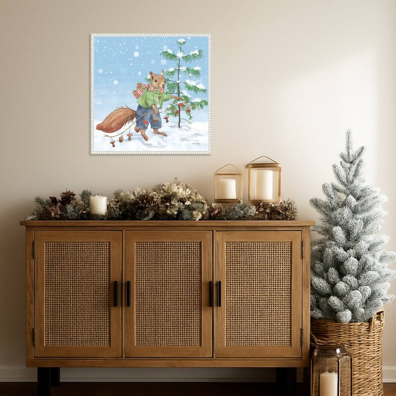 Festive Friends III by Leslie Trimbach (22 x 22 in.), Framed Canvas Wall Art Print - Sylvie Beaded White