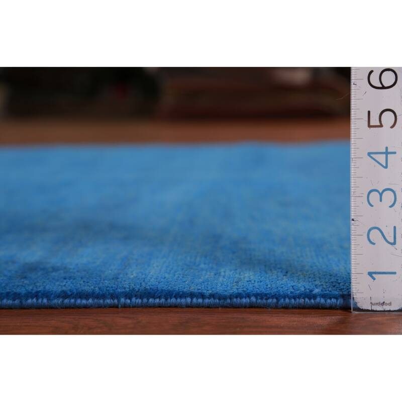 Hand Knotted Oriental 100% Wool Carpet Modern Solid Navy Blue & Blues Gabbeh Area Rug - 10' 2'' X 5' 0''