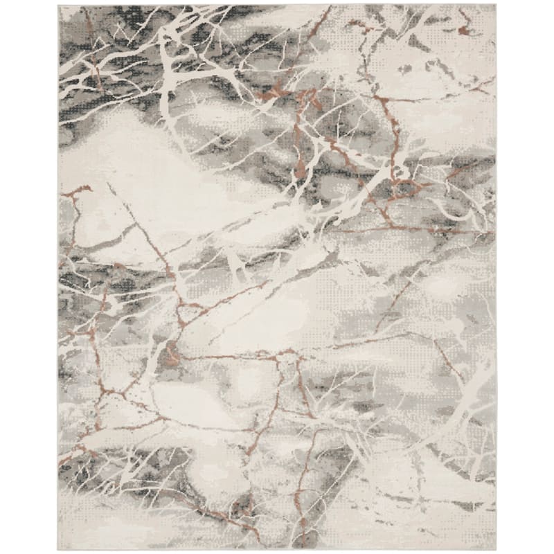 Nourison Elation Contemporary Abstract Ivory Grey Area Rug
