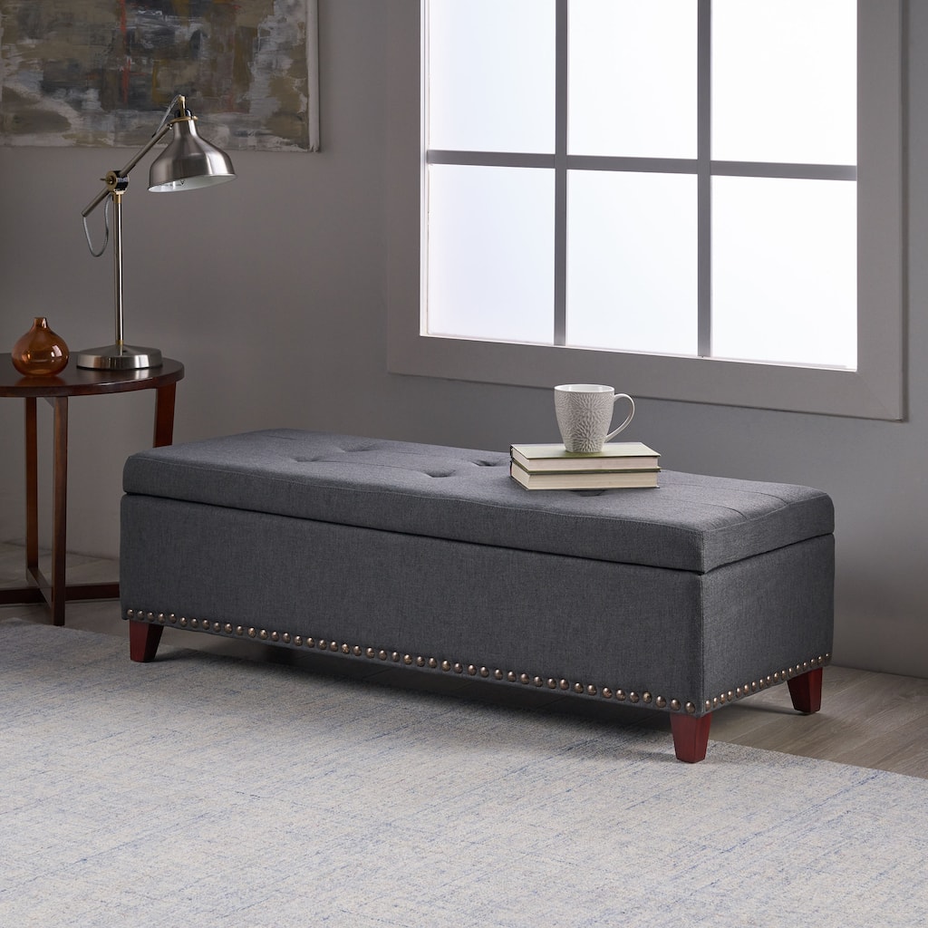 Gavin Tufted Fabric Storage Bench by Christopher Knight Home