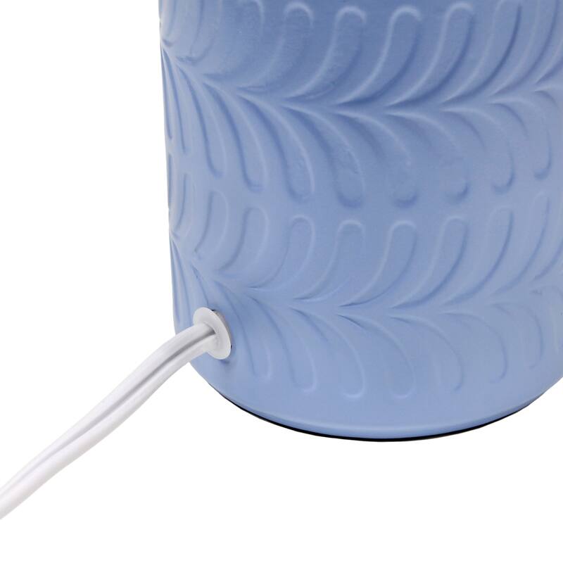 Floral Textured Ceramic Table Lamp with Drum Shade - 10" - Blue