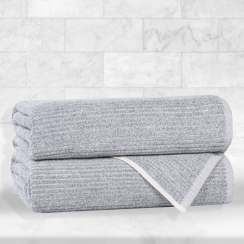 Superior Destin Viscose Cotton Blend Bath Towels, Set of 2 - Denim Blue