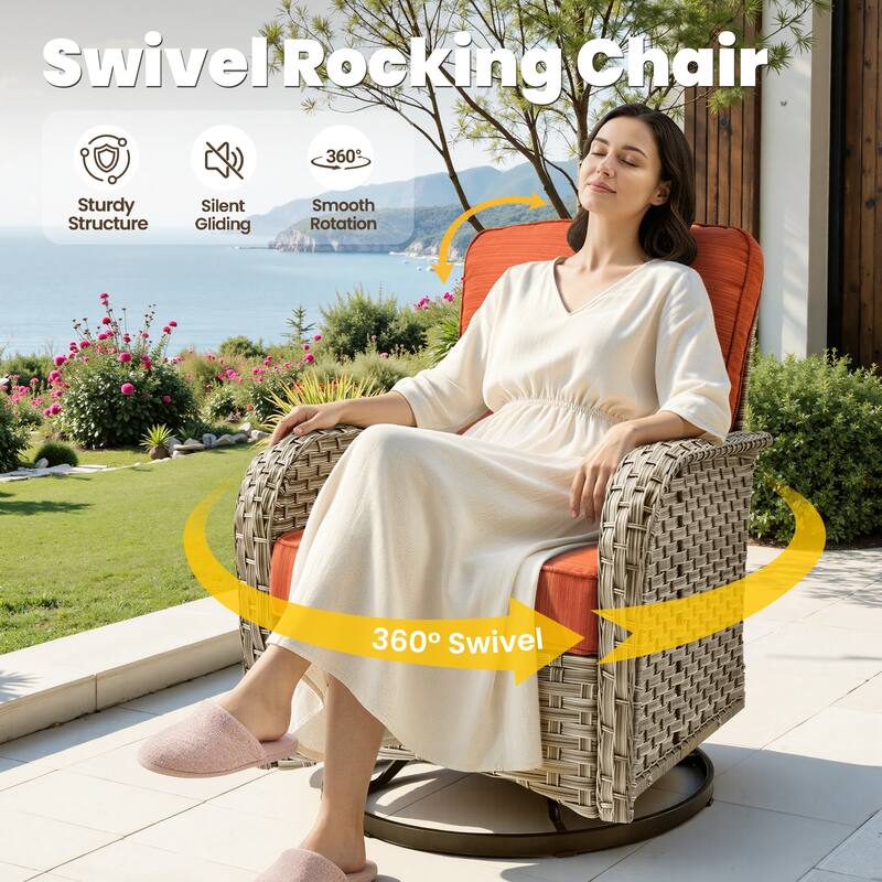 HOOOWOOO 9-piece Patio Swivel Chair Conversation Set