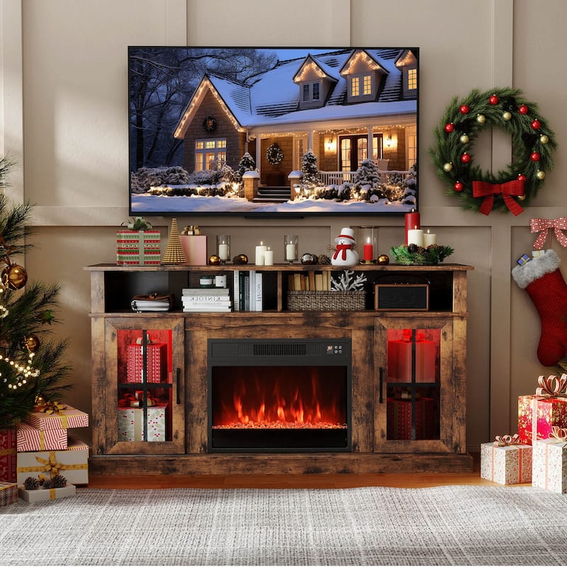 Costway 58" Fireplace TV Stand with LED Lights Entertainment Center - See Details