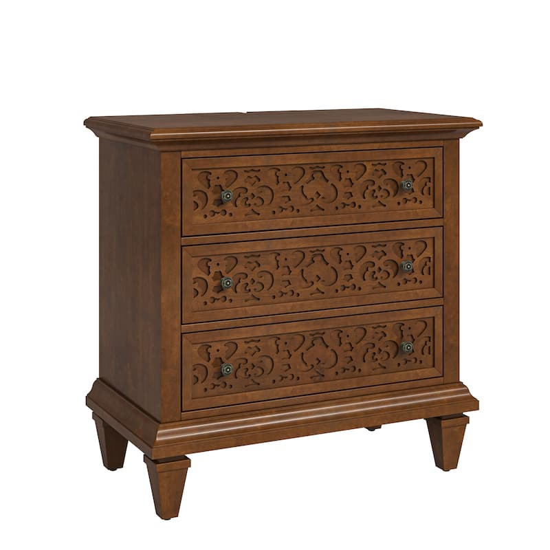 Vittorio Transitional 3 - Drawer Nightstand with Built-In Outlets by HULALA HOME