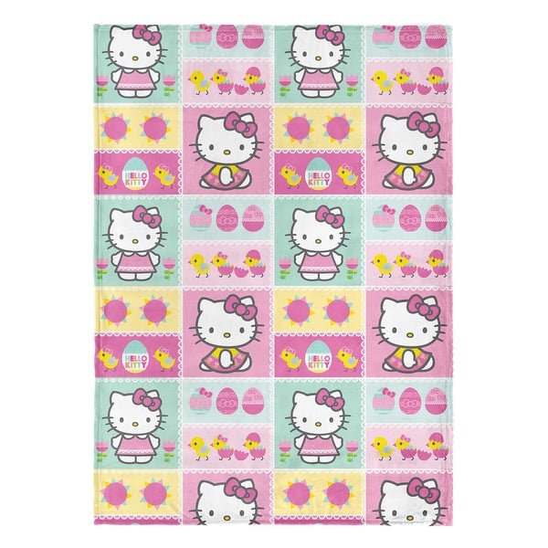slide 2 of 10, Sanrio Hello Kitty Easter Silk Touch Throw Blanket 50x70 inches - Easter Patchwork Kitty