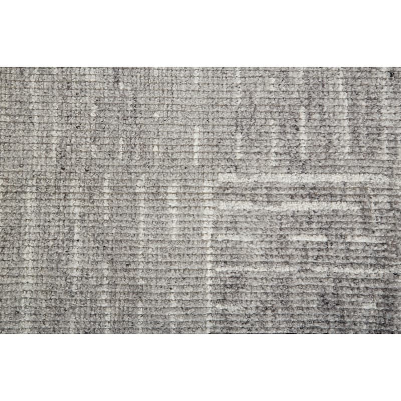 Rheed Minimalist Eyelash Wool Rug, Silver Gray/Ivory, Accent Rug