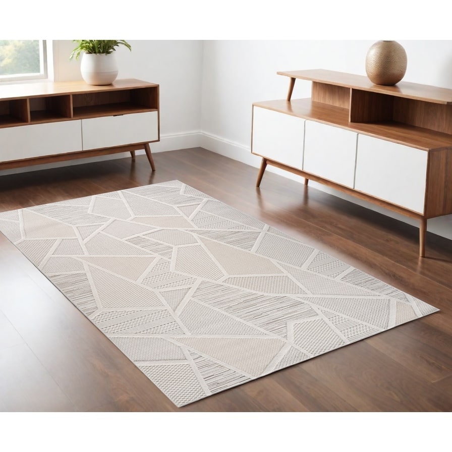 Biqi Distressed Geometric Modern Stain Resistant Durable Area Rug By HomeRoots