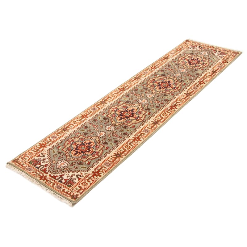 ECARPETGALLERY Hand-knotted Serapi Heritage Teal Wool Rug - 2'5 x 9'9
