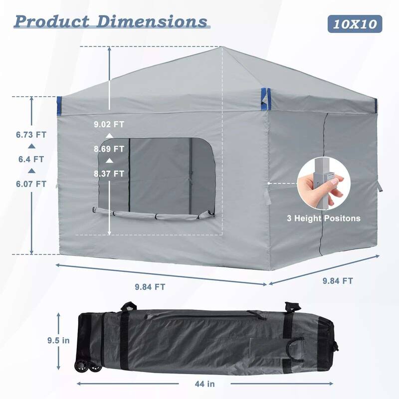 Aoodor 10x10 FT Pop-Up Canopy Tent with Roller Bag and Curtain