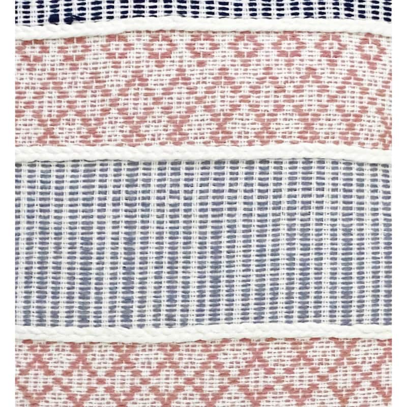 22" X 22" Blue And Peach Trellis Zippered Cotton Blend Throw Pillow With Embroidery