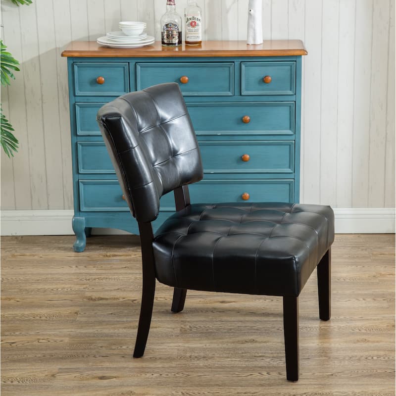 Faux Leather Tufted Accent Chair with Oversized Seating