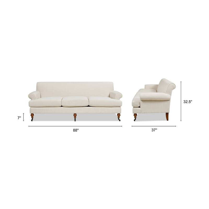 Alana Lawson 88 Inch Living Room Sofa – Three Cushion Couch with Rolled Arms and Tight Back – Minimal Assembly Required