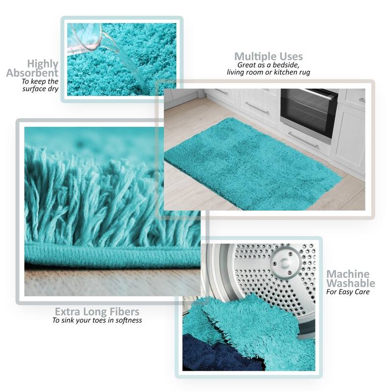 Porch & Den Lorena Shaggy/ Non-slip Rubber Backed Bath Rug Set
