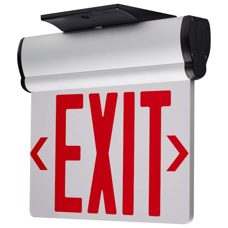 Red (Clear) Edge Lit LED Exit Sign 90min Ni-Cad backup 120/277V Single Face - Clear - Clear