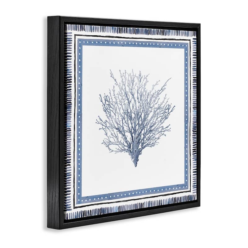 Stupell Bordered Oceanic Coral Framed Floater Canvas Wall Art Design By Lanie Loreth