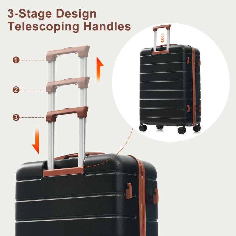 Premium ABS Travel Luggage Set,Three-Piece TSA Lock Suitcase Ensemble