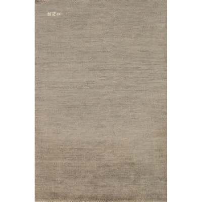 Modern Stripe Gabbeh Oriental Rug Handmade Wool Carpet - 3'4" x 4'10"