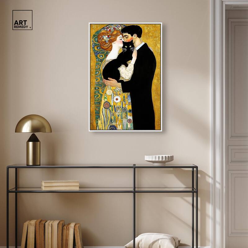 Kiss with Cat Canvas by Art Remedy
