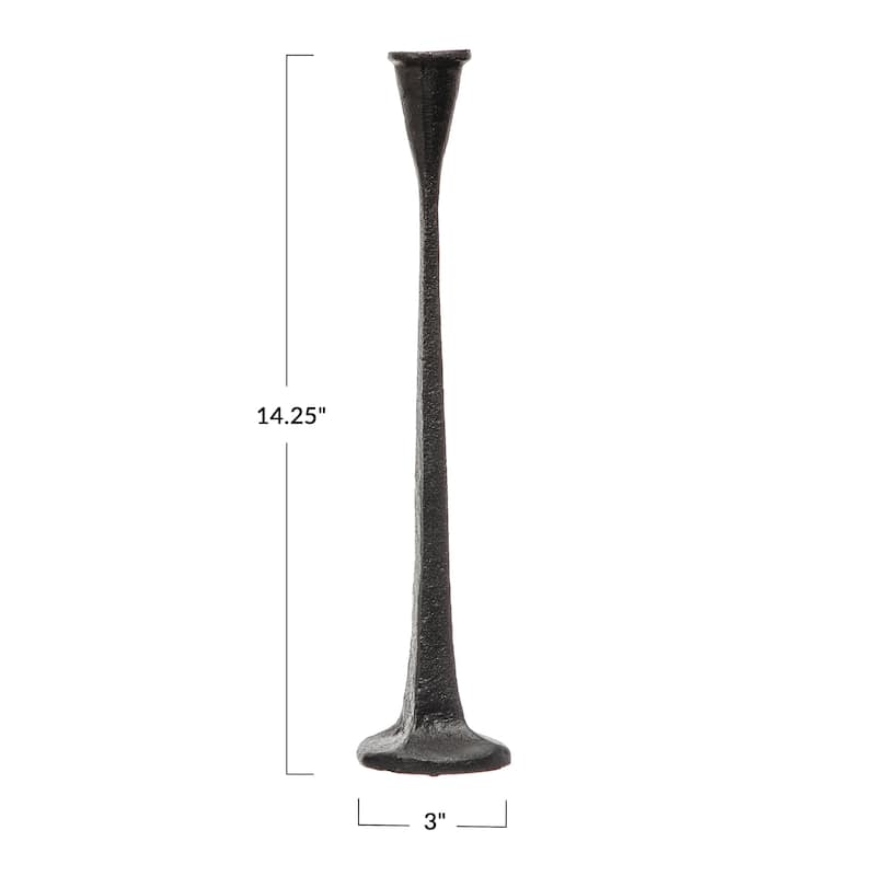 Cast Iron Taper Holder - 3.0"L x 3.0"W x 14.1"H