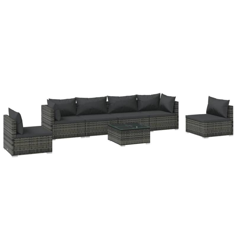 vidaXL Patio Lounge Set Outdoor Sectional Sofa Set Table Garden Poly Rattan - 27.6" x 27.6" x 23.8"
